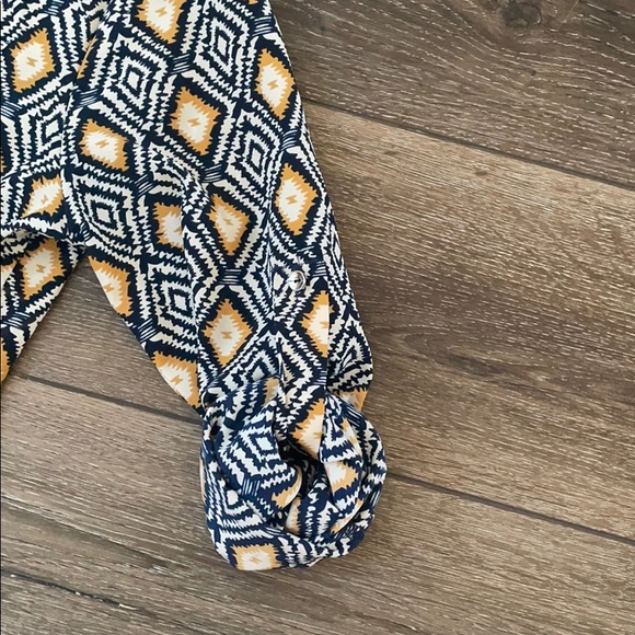 Navy & Mustard Pattern Dress - Picture 6 of 9